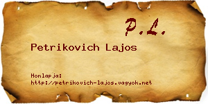 Petrikovich Lajos névjegykártya